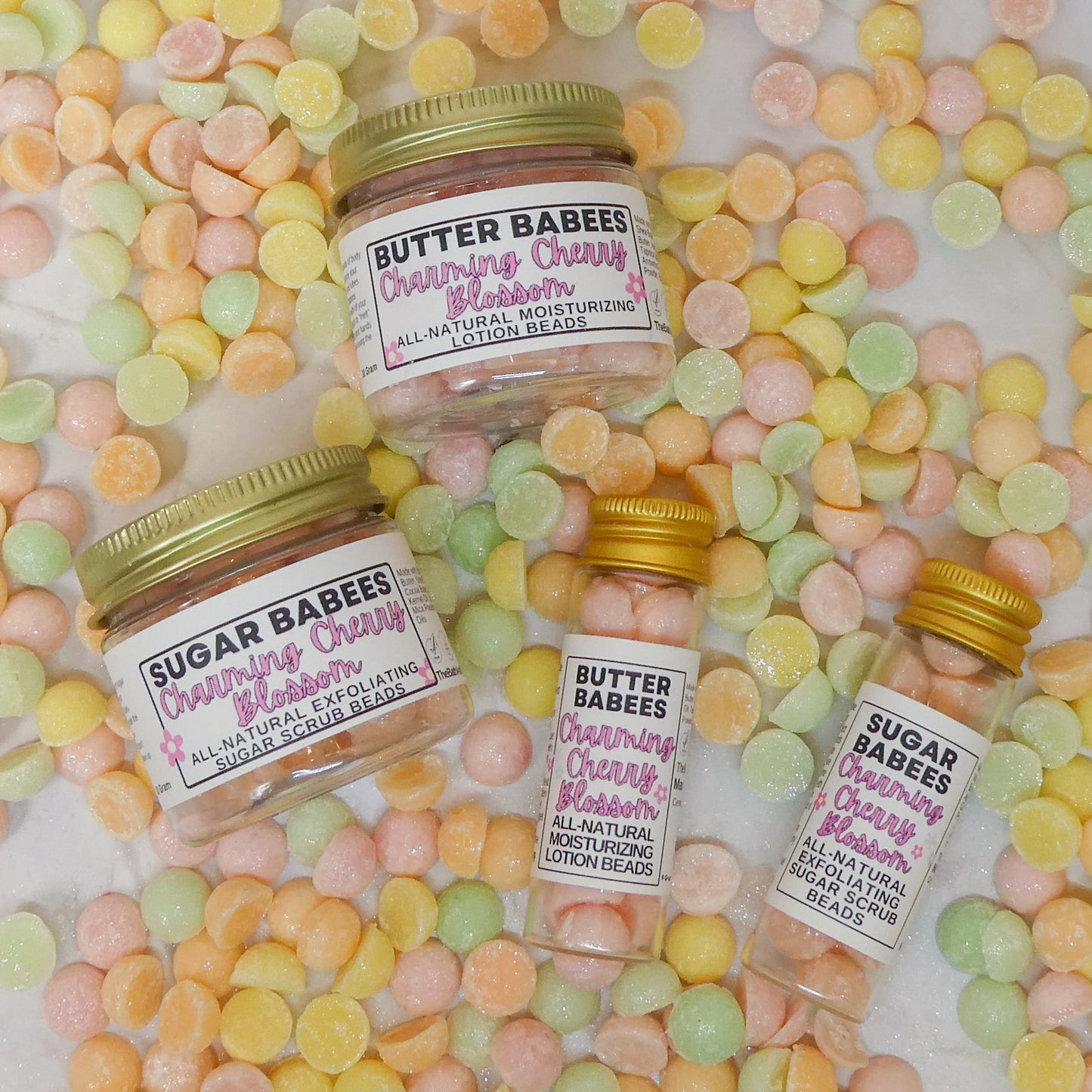 Charming Cherry Blossom Shea Butter handmade, all-natural moisturizing lotion beads
