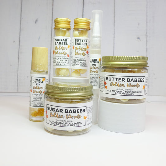 Golden Woods Exfoliating Sugar Scrub-handmade, all-natural exfoliating scrub beads